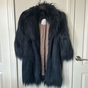 Burning Torch blue long hair shearling earth friendly fur coat SM